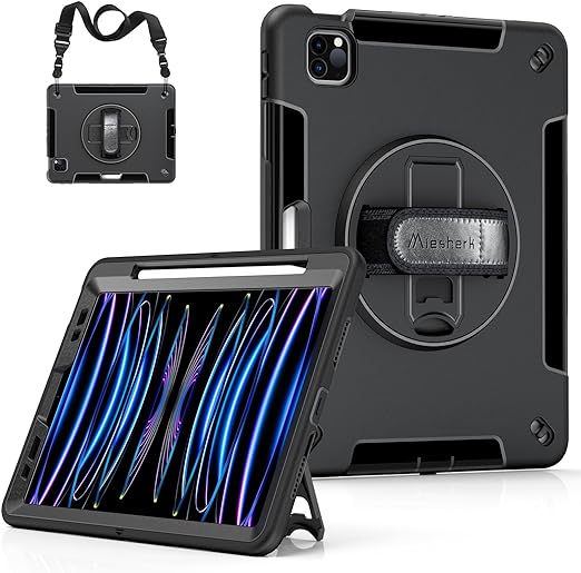 Miesherk iPad Air 第5世代 ケース 第4世代 ケース 10.9 インチに対応 ipad pro 11インチ 第4/3/2世代に通用 保護カバー 耐衝撃 丈夫 防塵 360°回転スタンド 精密カラップ 仕事 現場 子供に対応
