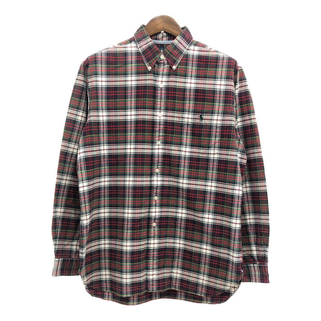 RALPH LAUREN ラルフローレン ボタンダウン 長袖シャツ トップス アメカジ チェック レッド (メンズ L) 中古 古着 P9722