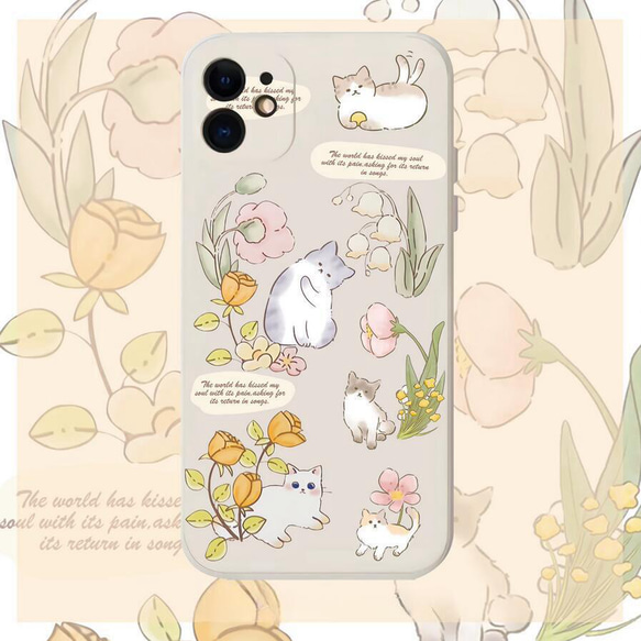 大人可愛い  お花の中のうさぎ  スマホケース    動物  iPhoneケース  フラワー柄